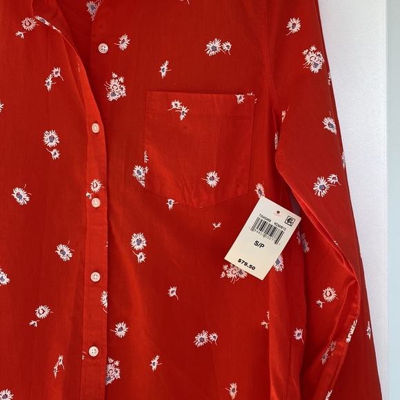 Lucky Brand Top | NWT | Button Up Shirt SM Red Floral Long Sleeve Classic Fit - Picture 3 of 5
